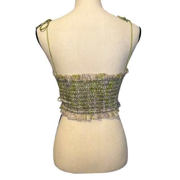 SinceThen NWOT Green & Purple Lace Strappy Crop Top Bustier Stretchy Bandeau Sm - Picture 4 of 5